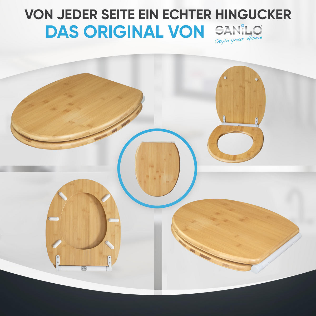 WC-SITZ mit Absenkautomatik & Top Fix Bambus - Braun, Holzwerkstoff (37.7/5.5/48cm) - Sanilo