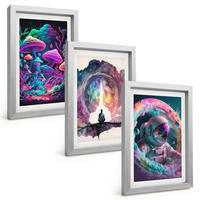 BILDER SET 3er Set - 20x30 cm Silberner Rahmen - Farbenfrohe Fantasy-Kunstillustrationen - Silberfarben, Kunststoff (20/30cm) - TULUP
