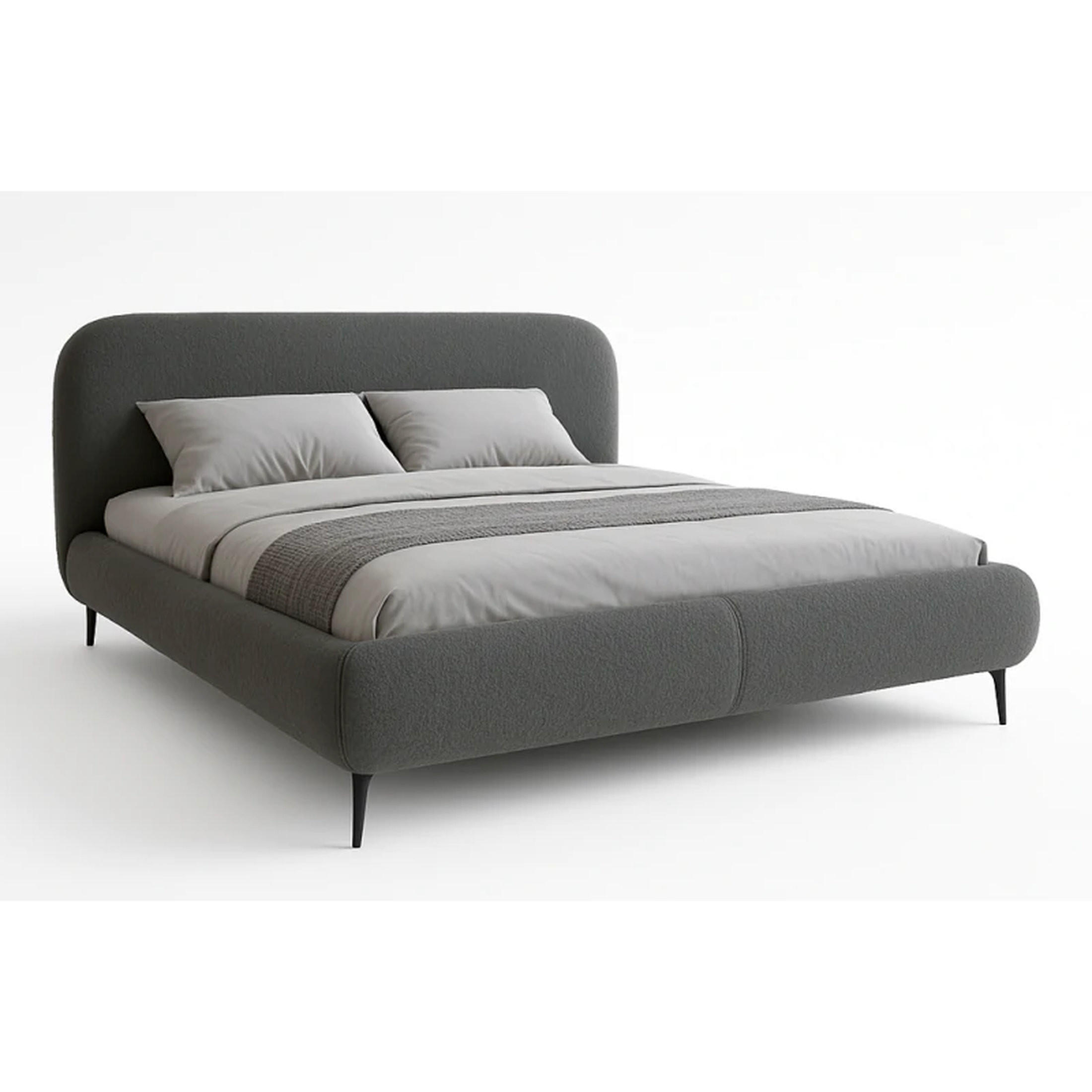 POLSTERBETT ELLE mit Kopfteil, 160 x 200 cm, Doppelbett mit Bettkasten und Lattenrost aus Holz, Bouclé-Stoff, Frabe: Dunkelgrau - Dunkelgrau, Holz/Kunststoff (160/200cm) - Sepro Meble