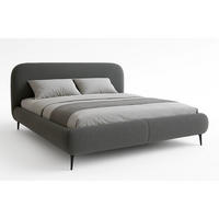 POLSTERBETT ELLE mit Kopfteil, 160 x 200 cm, Doppelbett mit Bettkasten und Lattenrost aus Holz, Bouclé-Stoff, Frabe: Dunkelgrau - Dunkelgrau, Holz/Kunststoff (160/200cm) - Sepro Meble