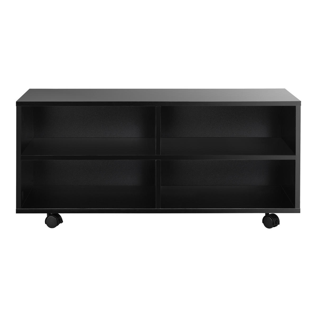 LOWBOARD Gränne - Schwarz Hochglanz, Holzwerkstoff/Kunststoff (90/41/35cm) - [en.casa]