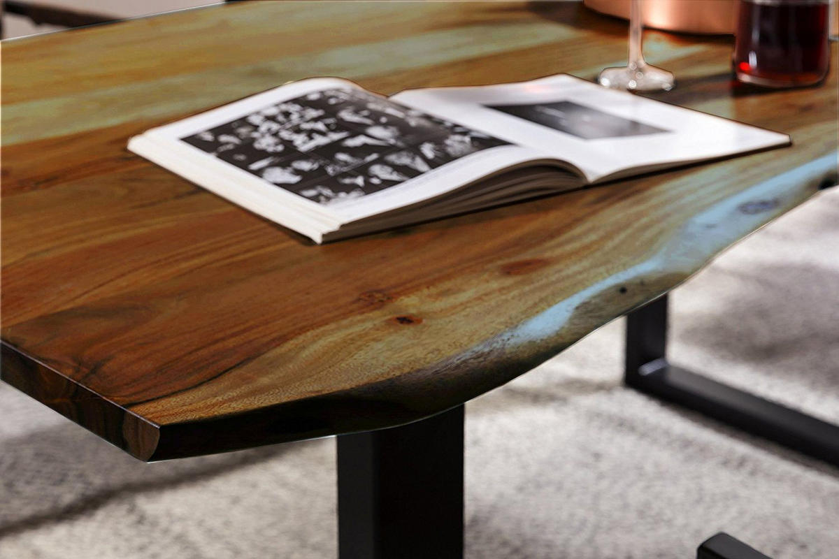 ESSTISCH MAX - Nussbaumfarben/Schwarz, Holz/Metall (80/120/77cm) - SAM