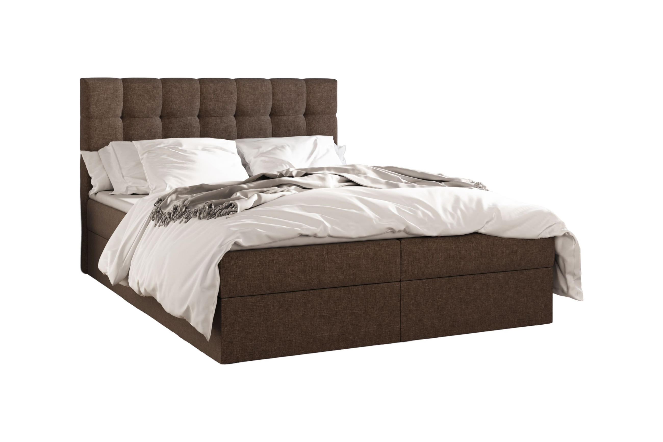 BOXBETT - Bett 05 OSLO - Hugo - 180x200 cm - mit Bettkasten und Waschbarem Topper - Braun, Holz (180/200cm) - ROYAL24_MARKT