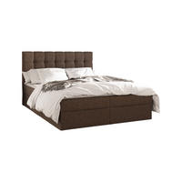 BOXBETT - Bett 05 OSLO - Hugo - 180x200 cm - mit Bettkasten und Waschbarem Topper - Braun, Holz (180/200cm) - ROYAL24_MARKT