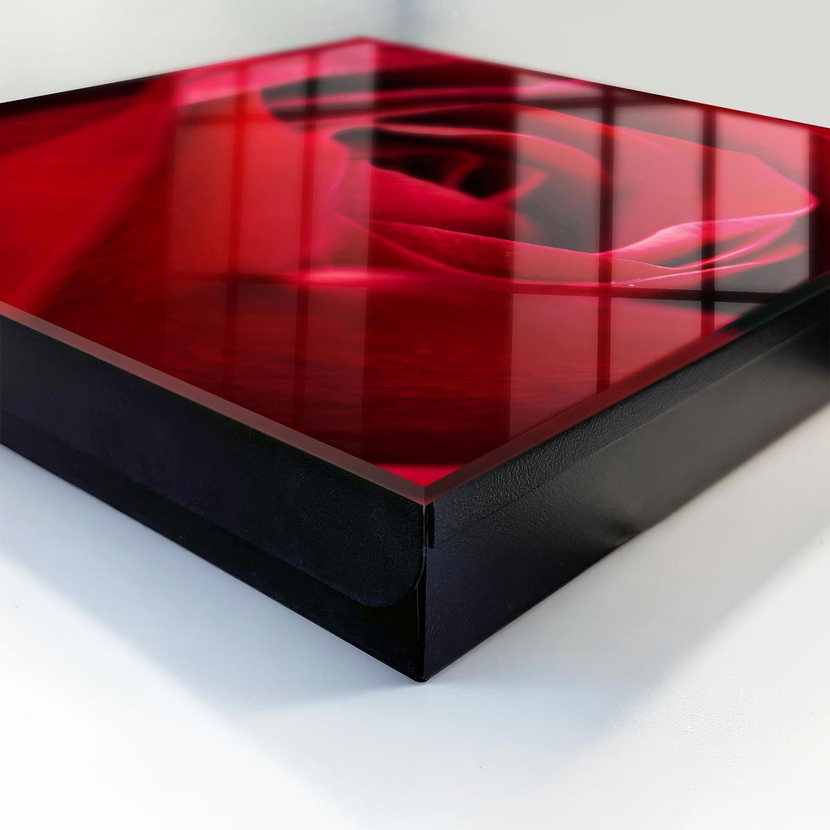 SCHLÜSSELBOX Schwarz 30x30 cm- Türöffnung nach rechts - Rose (Nahaufnahme) - Rot, Metall (30/30/5cm) - TULUP
