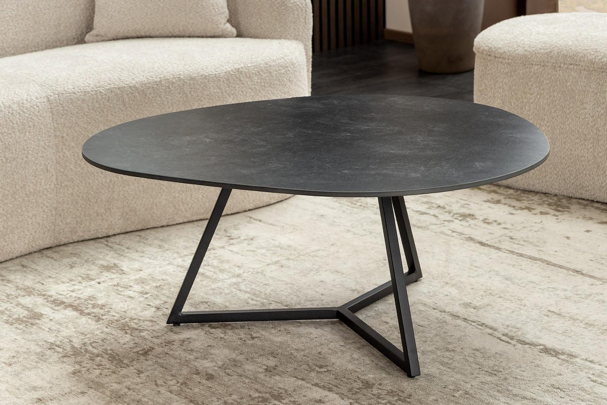 COUCHTISCH MARVELOUS Keramik Anthrazit 90 cm - Schwarz/Grau, Keramik/Metall (75/90/40cm) - riess-ambiente