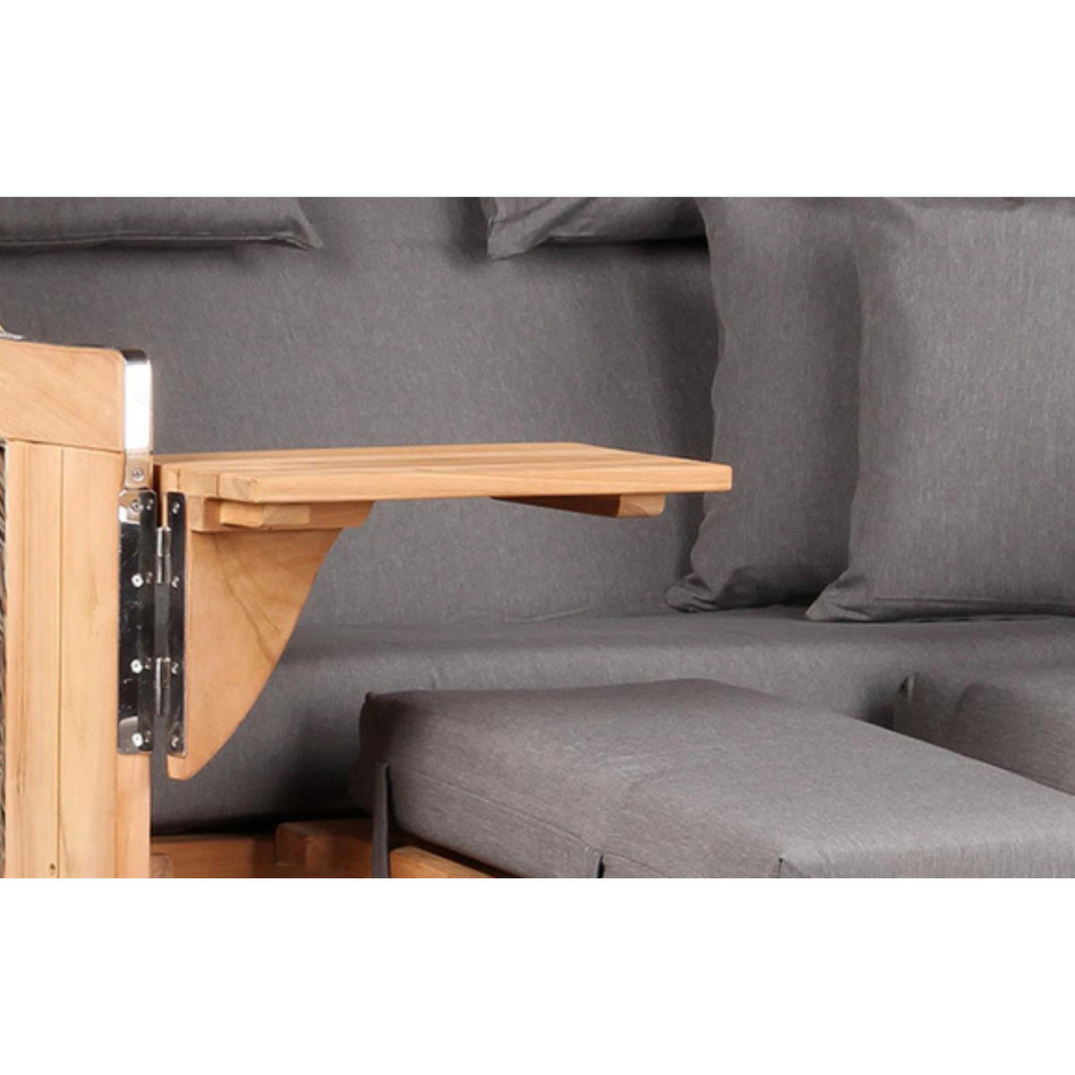 STRANDKORB Baltikum Teak 2,5 Sitzer - Braun/Grau, Holz/Metall (142/170/95cm) - Mr. Deko