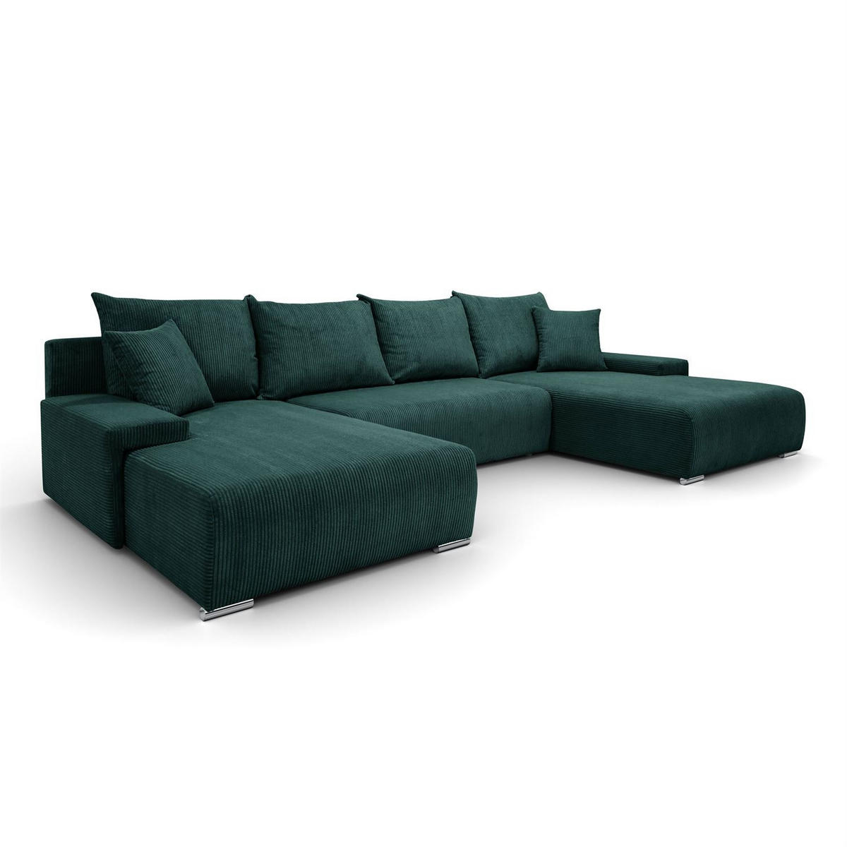 WOHNLANDSCHAFT LAVIO U mit Schlaffunktion und Bettkasten - Grün, Textil (348/93/188cm) - Lookway