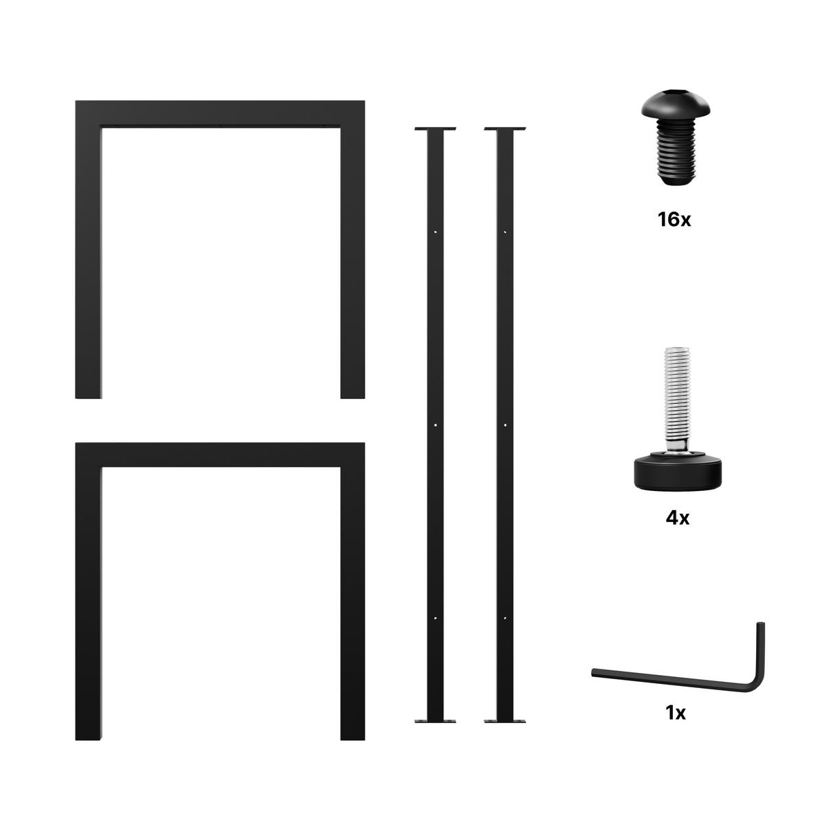 TISCHBEINE Etamin Metall Schwarz 170/70/72 cm - Schwarz, Metall (70/72/170cm) - Metalo Pro