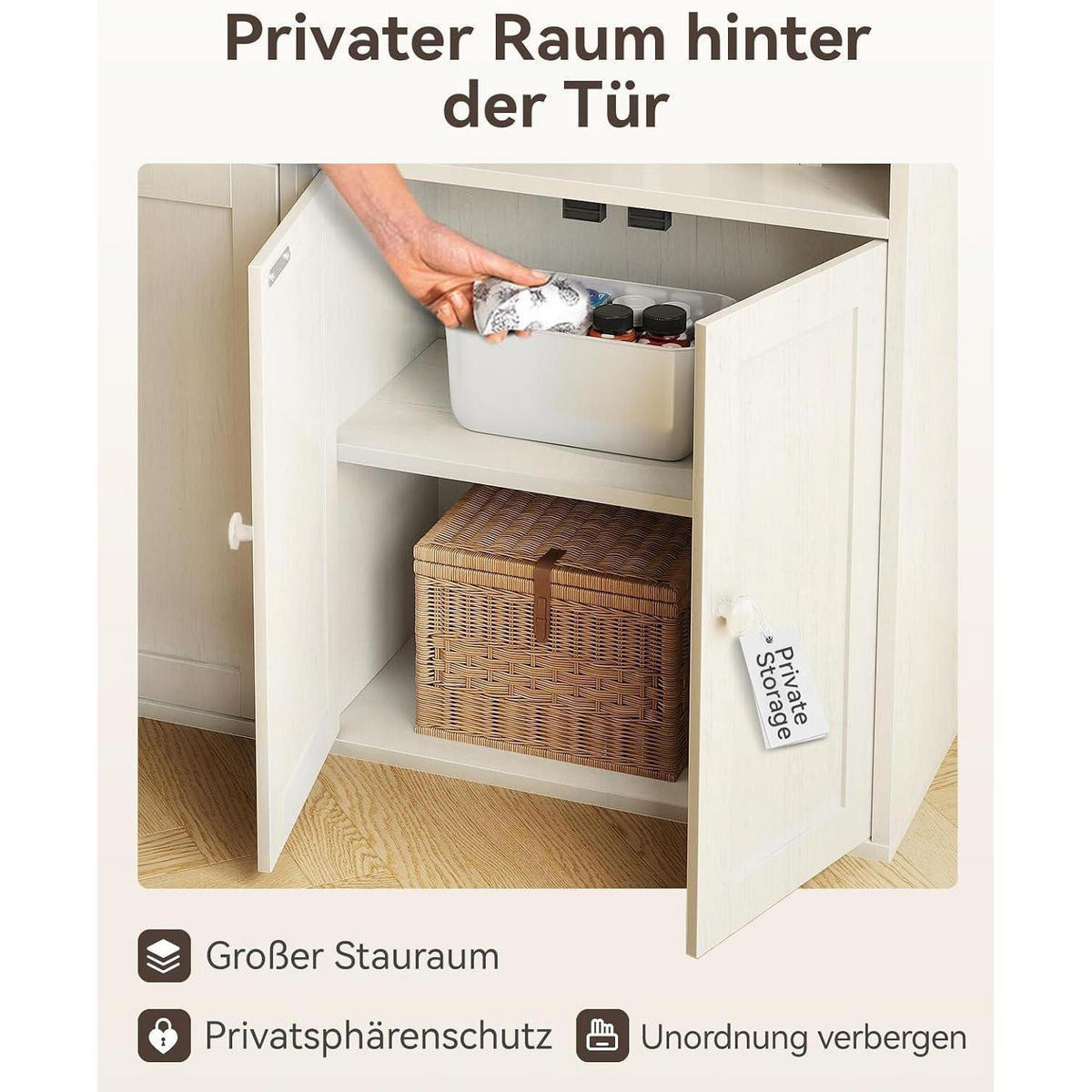 BÜCHERREGAL mit Türen 176.4 x 48 cm Weiß - Weiß, Holzwerkstoff (48/176.4/24cm)