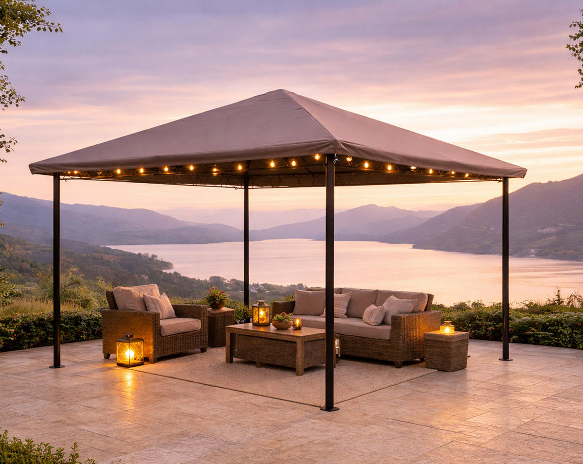 SCHUTZHAUBE 3x3m Hardtop Gartenpavillon Antik Pavillon Partyzelt Taupe - Taupe, Textil (300/1/300cm) - QUICK STAR