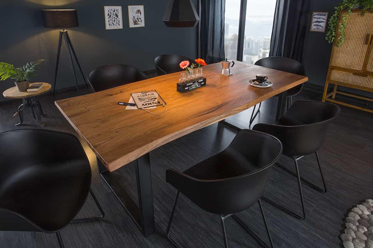 ESSTISCH MAMMUT Akazie 160cm - Schwarz/Braun, Holz/Metall (90/160/76cm) - riess-ambiente