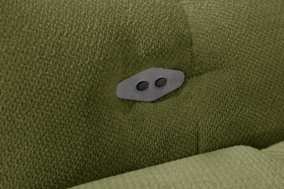 ECKSOFA KIMI 3-Sitzer, ausziehbarer Sitz, verstellbare Kopfstützen, olivgrün - Schwarz/Olivgrün, Holzwerkstoff/Textil (270/160cm) - Courtois Laville