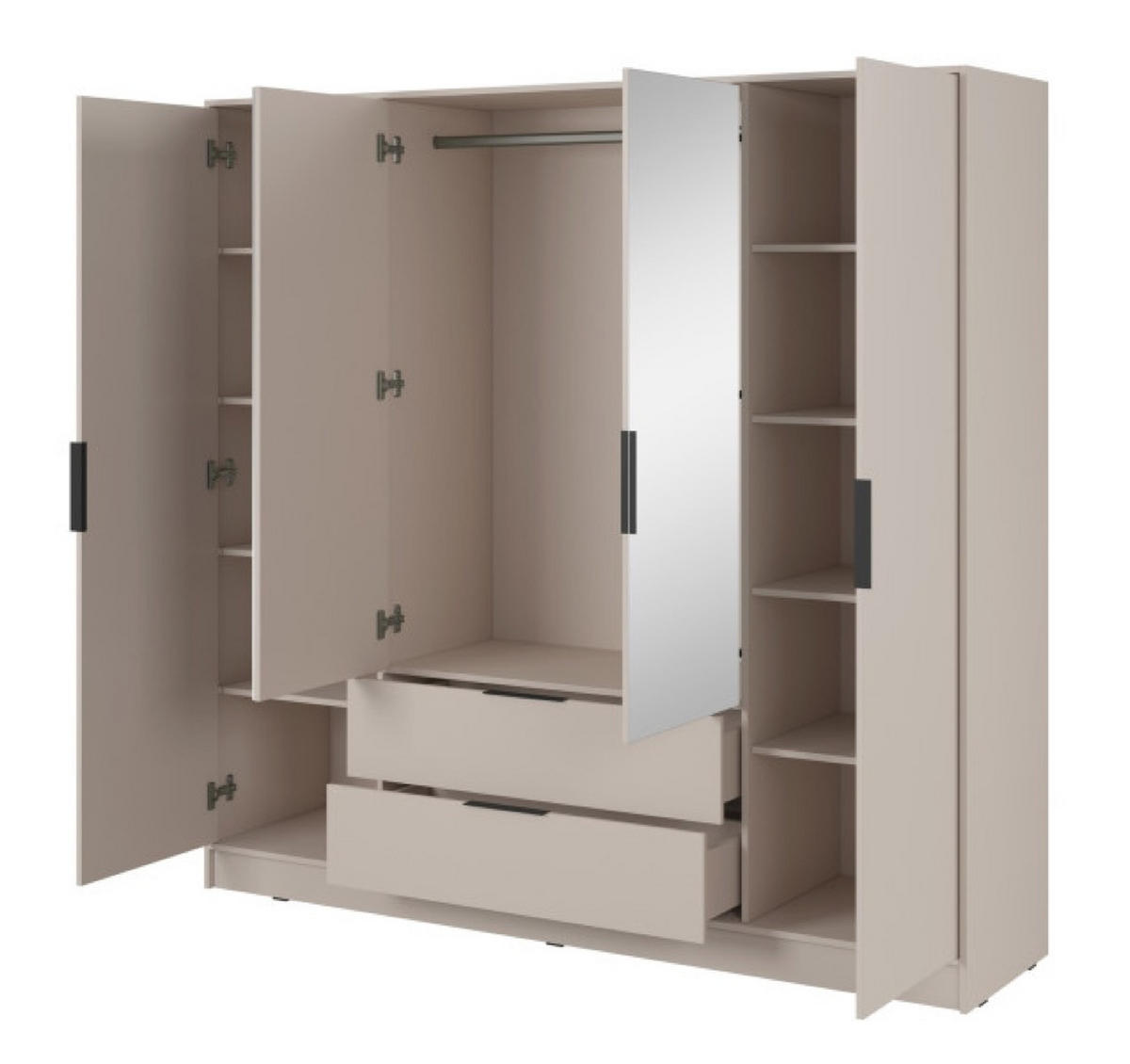 SCHRANK Kaschmir ELLY Mit Spiegel Mit Regalen 206x51x200 cm - Kaschmir/Transparent, Holzwerkstoff (206/200/51cm) - Sepro Meble
