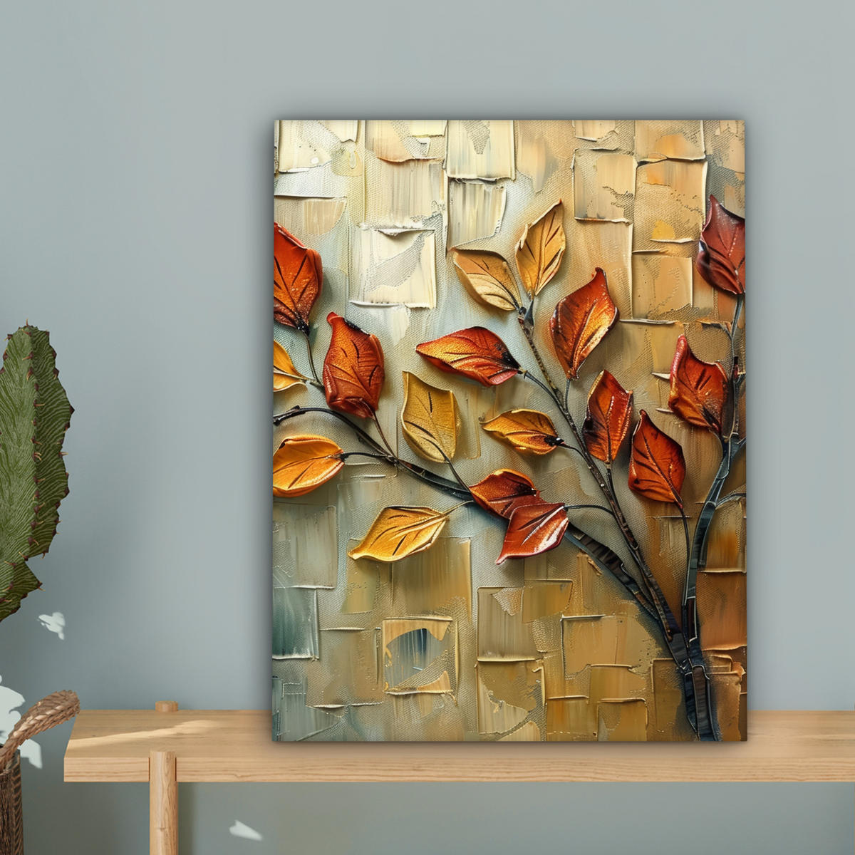 LEINWANDBILD Baum - Abstrakt - Natur - Kunst 30x40 cm - Goldfarben, Textil (30/40cm) - MuchoWow