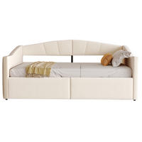 SAMT-POLSTERBETT 90/200 cm mit Bettkasten und Armlehnen in Beige - Beige, Textil (90/200cm) - BEAOK