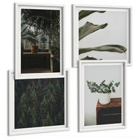 BILDER SET 4er Set - 50x50 cm & 40x60 cm Weißer Rahmen - Rustikale Topfpflanzen - Weiß, Kunststoff (50/50cm) - TULUP