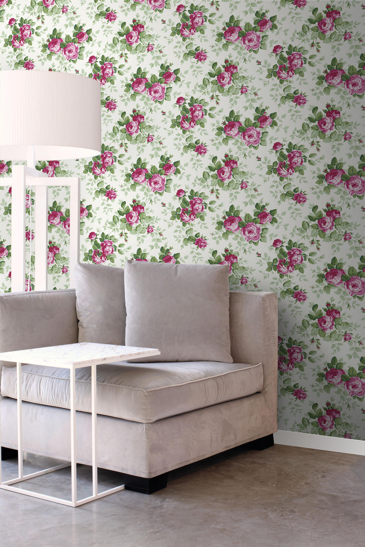 TAPETE Rosen 53 cm x 10.05 m - Pink, Papier (53/1000cm) - Origin Wallcoverings