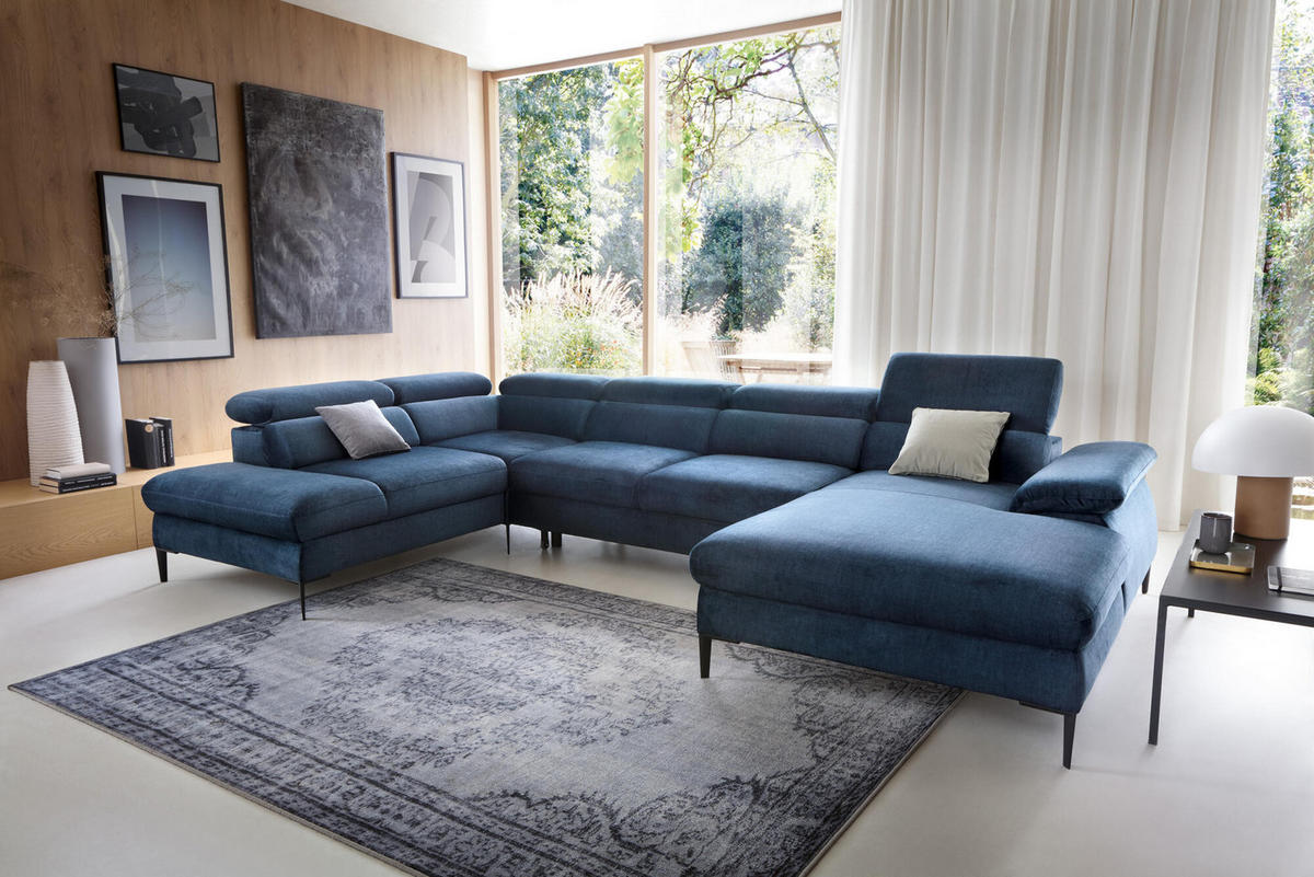 ECKSOFA BLUES Blau 353x214x94 cm - Blau, Textil (353/214cm) - FURNLUX
