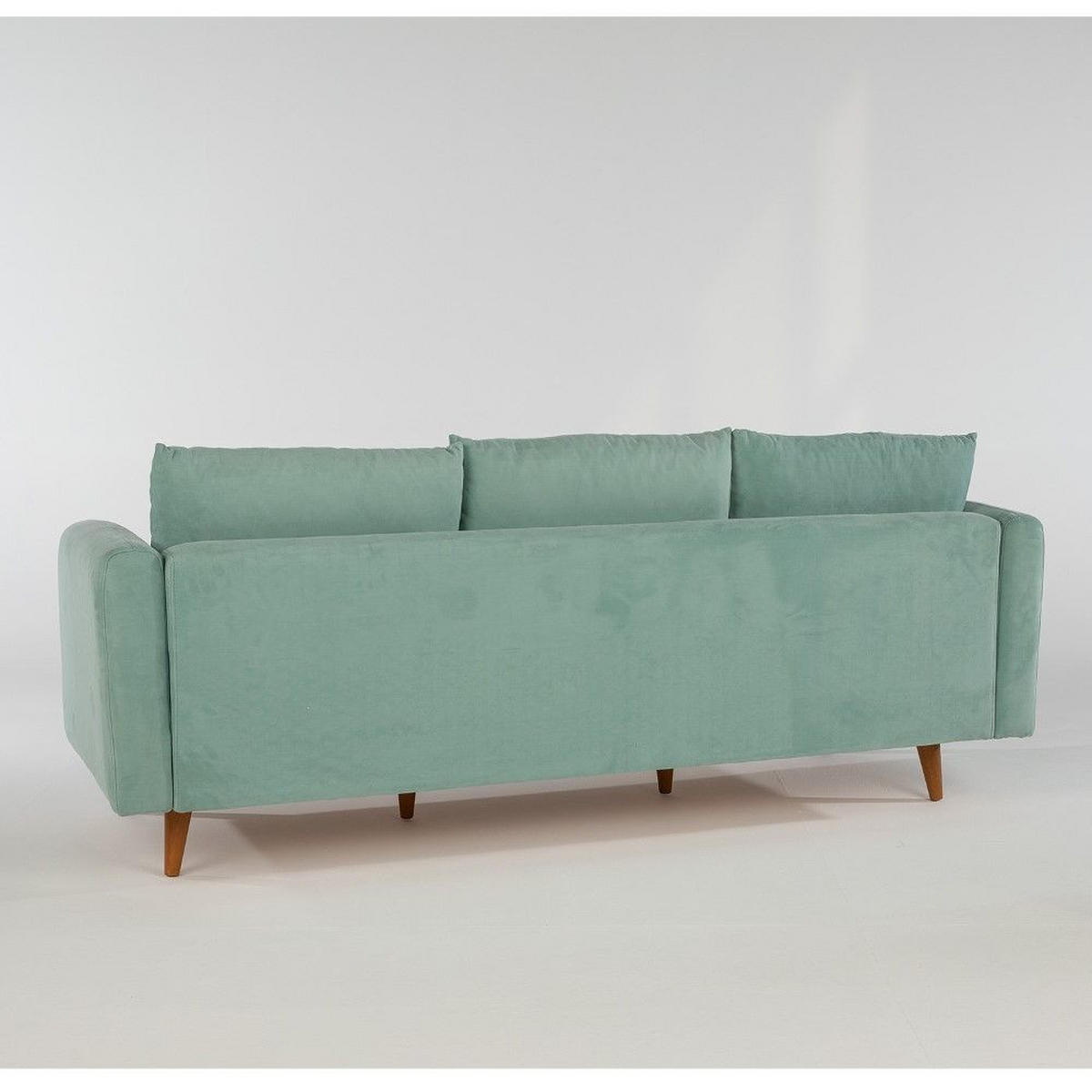 ECKSOFA kompakt, Gesamtbreite 215 cm, perfekt für kleine Räume - Nussbaumfarben/Grün, Holz/Textil (215/145cm) - myHomelando