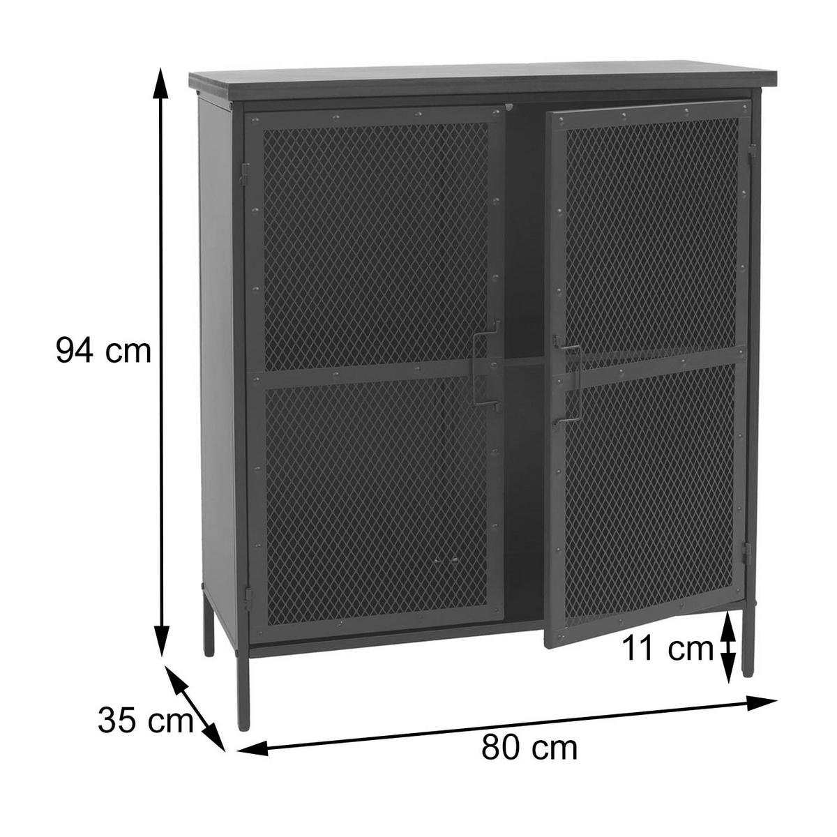 APOTHEKERKOMMODE Schwarz - Schwarz, Metall (80/94/35cm) - MCW