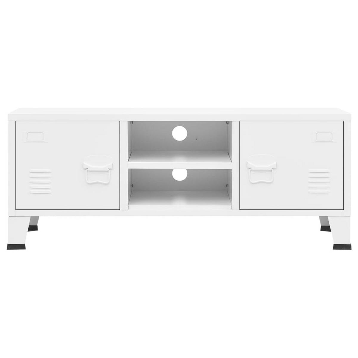 TV-SCHRANK Industrie-Stil Weiss 105/35/42 Cm Metall - Weiß, Metall (35/42/105cm) - vidaXL
