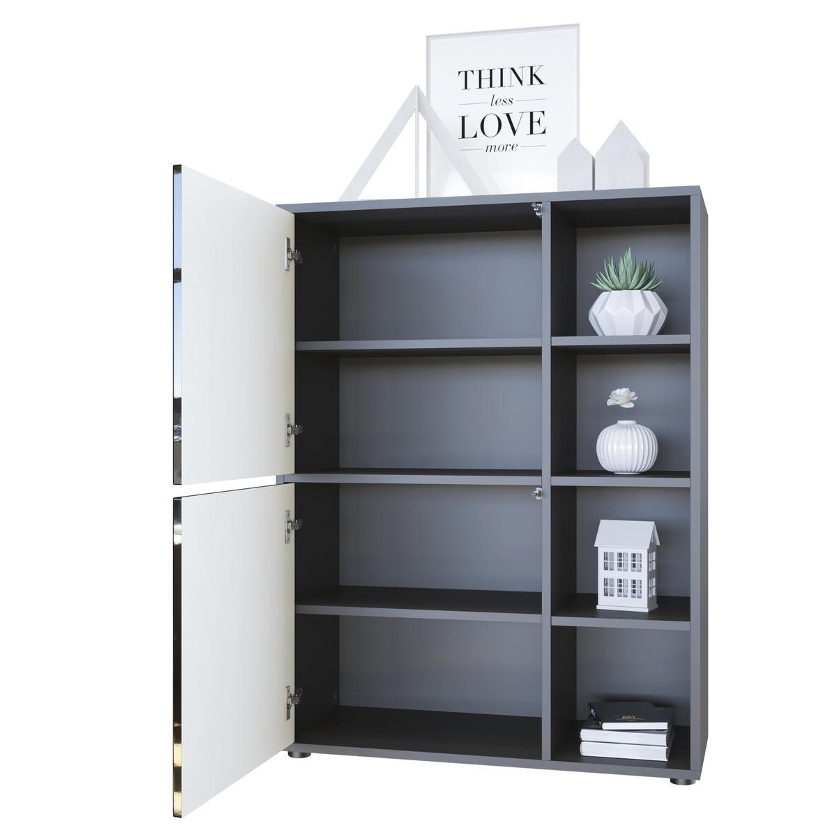 HIGHBOARD Cuba Türen in Schwarz Hochglanz - Schwarz Hochglanz, Holzwerkstoff (79/105.5/35.5cm) - Vladon