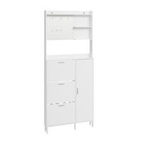 SCHUHSCHRANK mit Pegboard und Schubladen FSR232-W - Weiß, Holzwerkstoff/Kunststoff (83/197/14cm) - SoBuy
