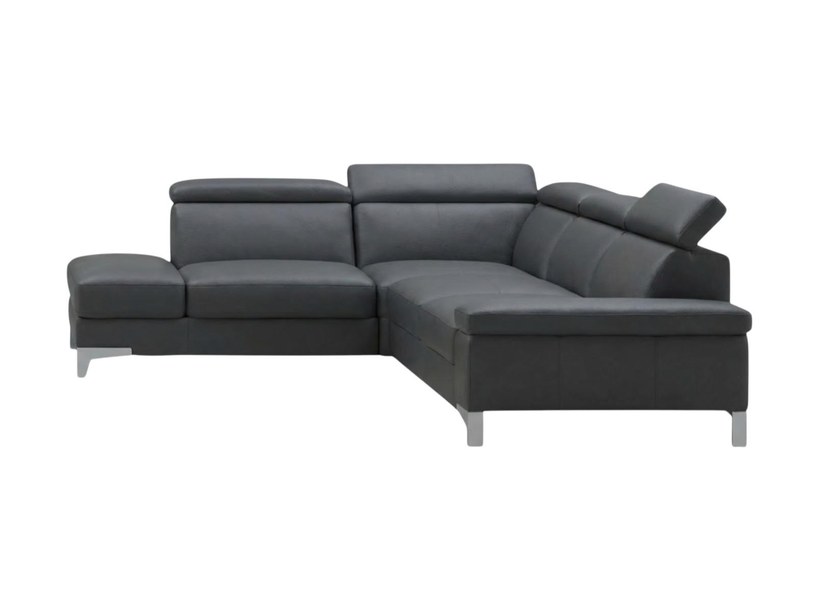 ECKSOFA Talisman Echtleder Anthrazit - Anthrazit, Leder/Metall (224/271cm)