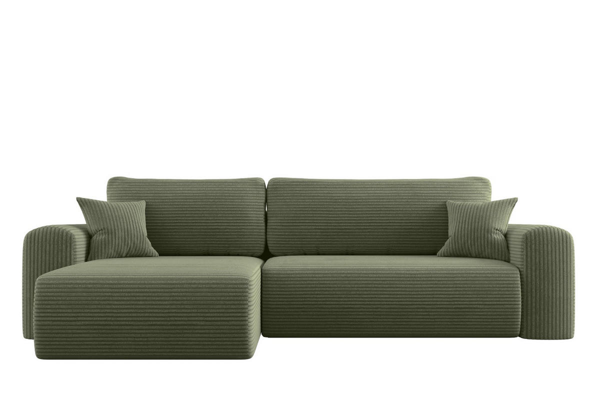 ECKSOFA Mit Schlaffunktion und Stauraum für Bettzeug Capri Stoff Poso Hellgrün Links - Hellgrün, Holz/Textil (145/272cm) - Kaiser Möbel