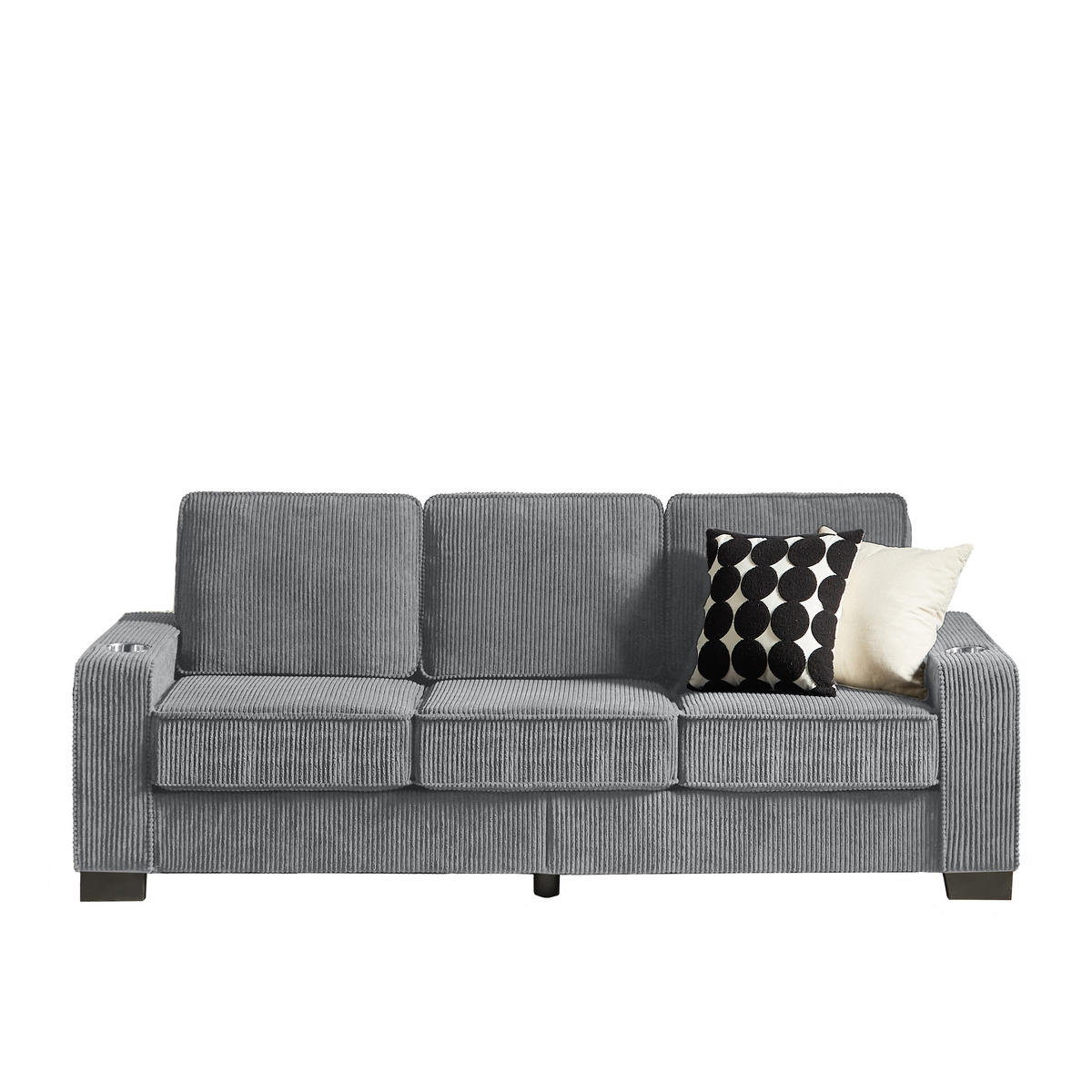 3-SITZER-SOFA DE-35029 mit Getränkehaltern Grau - Grau, Textil (72/86/206cm) - ComfortXL