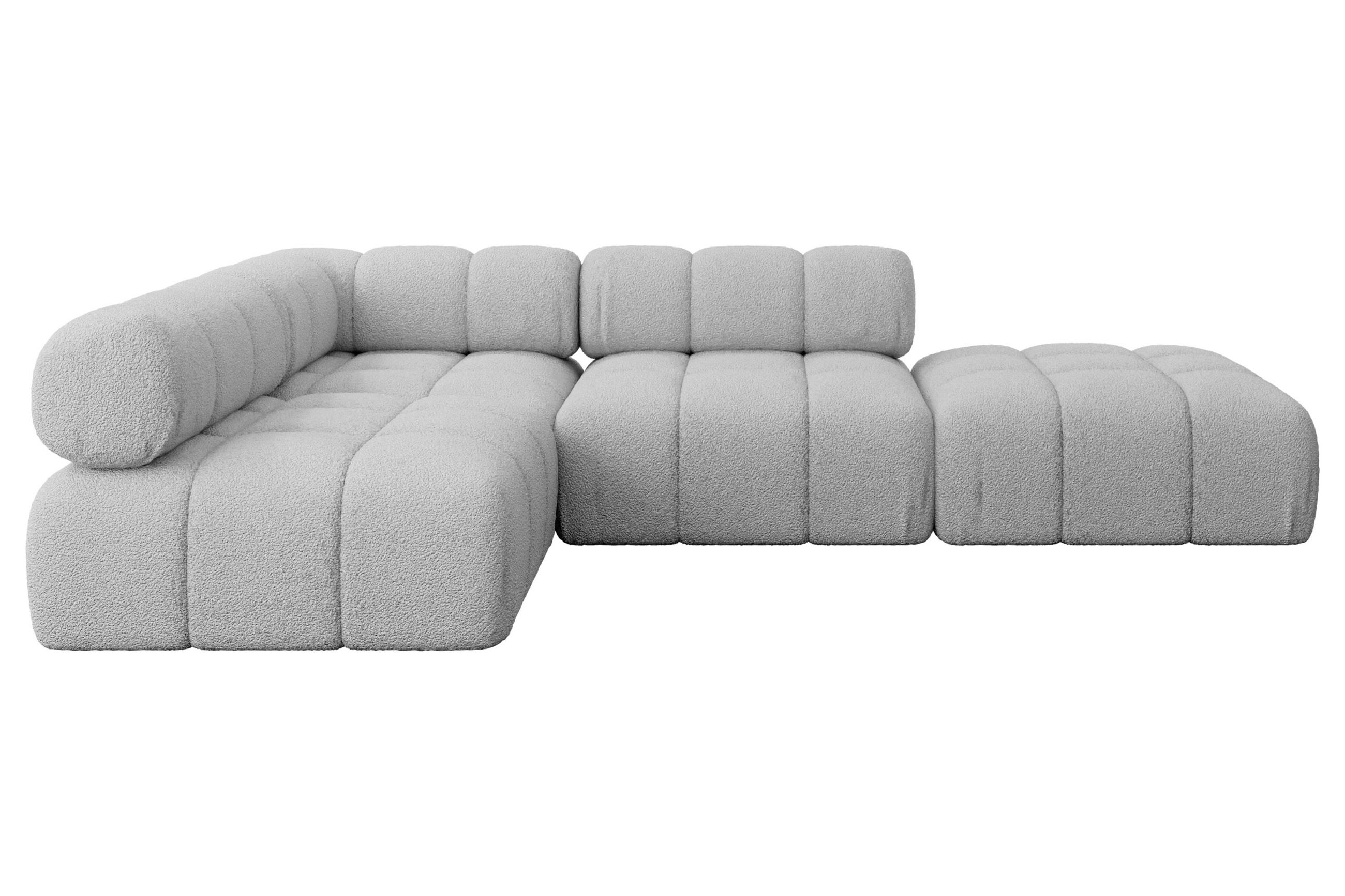 ECKSOFA modulares Sofa Favio-L1 - 285x190x70 cm Hellgrau Bouclé - Hellgrau, Holzwerkstoff/Textil (285/190cm) - ALTDECOR