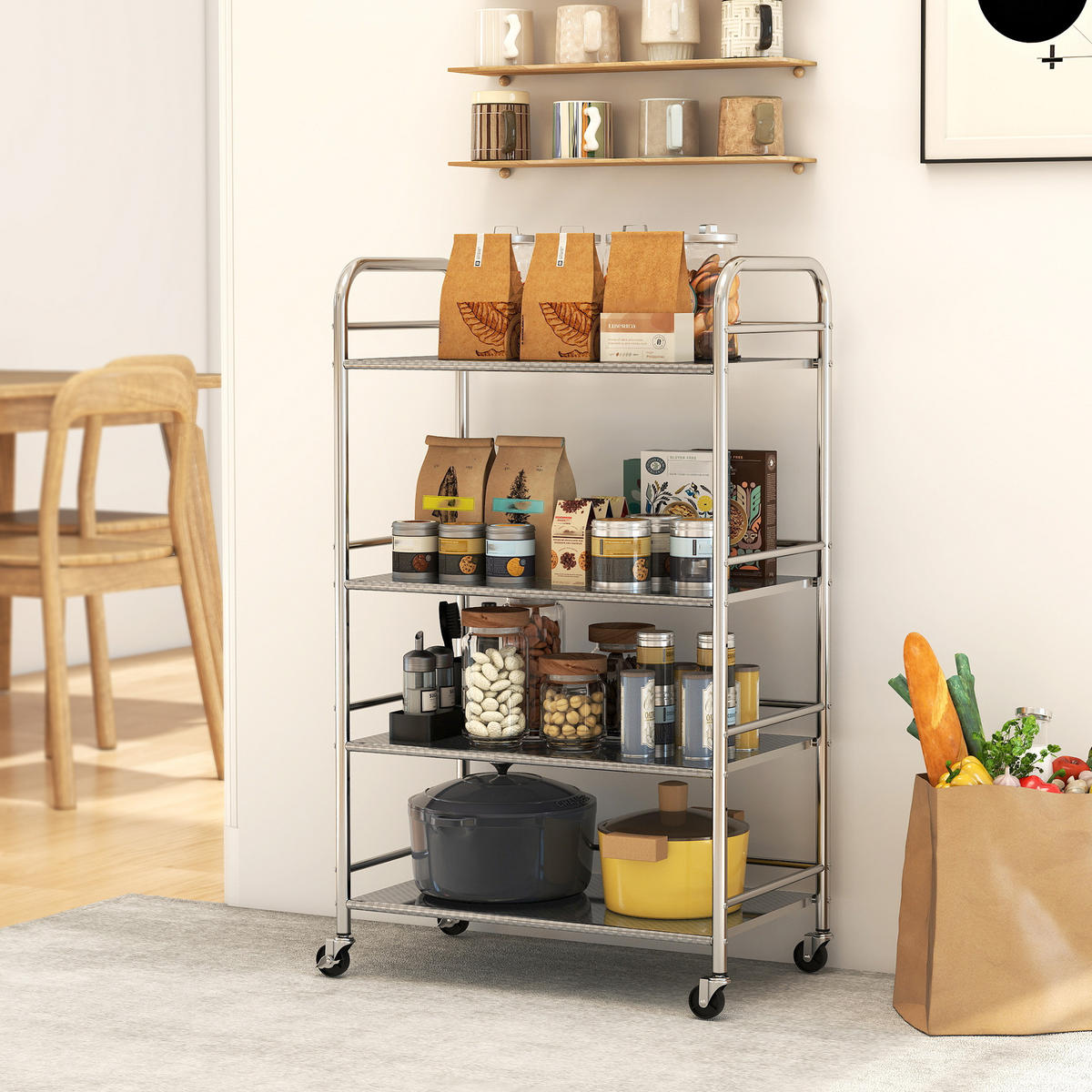SERVIERWAGEN Edelstahl Silber - Silberfarben, Metall (35/100/60cm) - HOMCOM