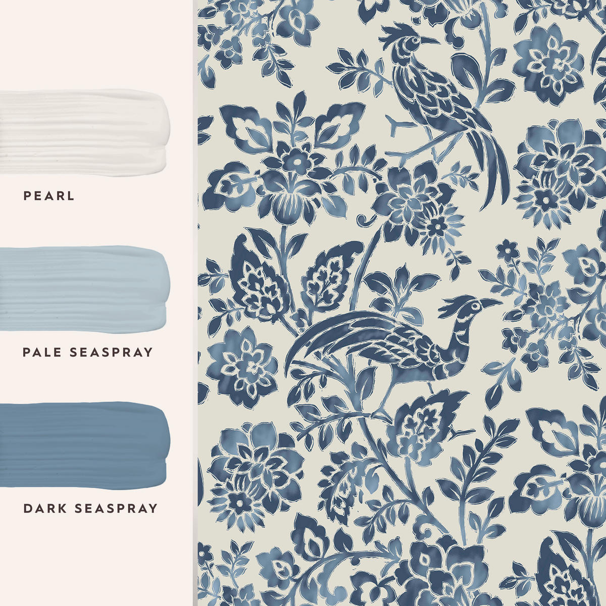 VLIESTAPETE Adain Palace Blumen 1000x52cm - Blau, Papier/Kunststoff (52/1000cm) - LAURA ASHLEY