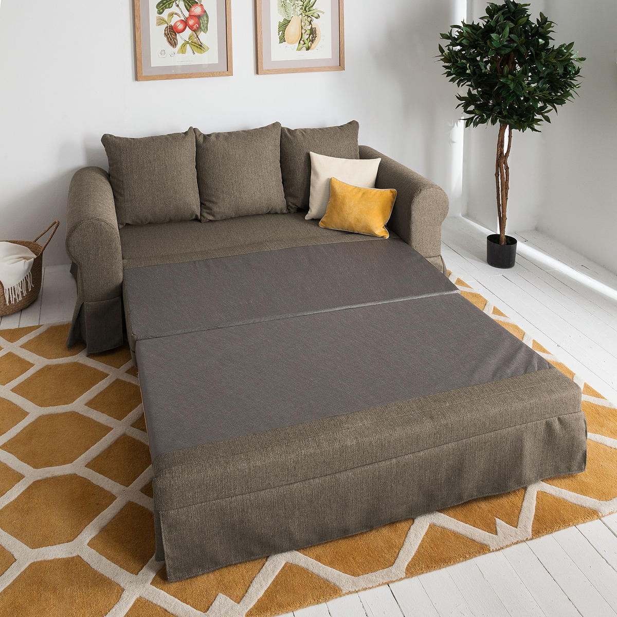 SCHLAFSOFA - Taupe, Textil (165/90/90cm) - home24