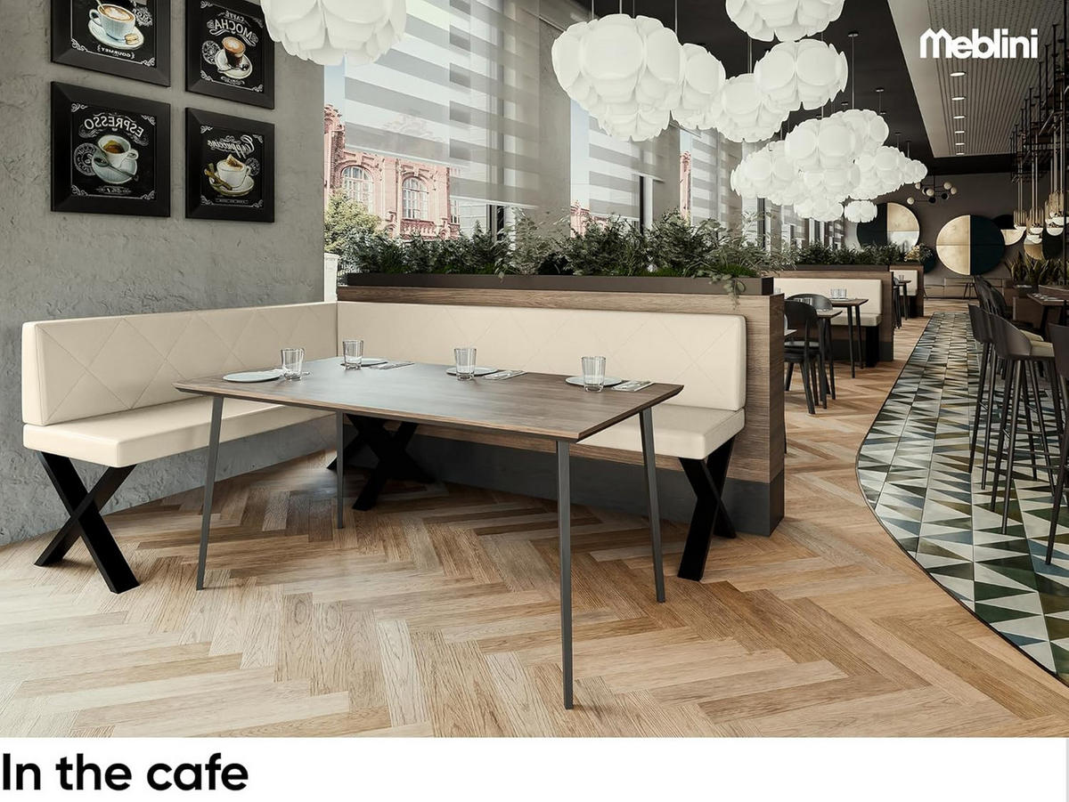 ECKBANK ERIC_X - Creme, Leder (142/196cm) - Meblini