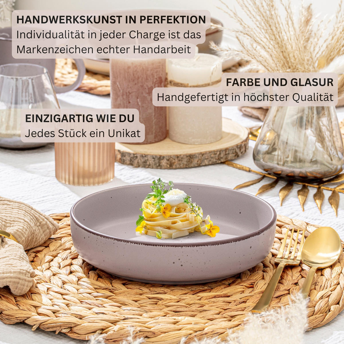 TAFELSERVICE BOMBAY BASALT - 16 teilig aus Steingut - Lila, Stein (27/6.5/27cm) - Sänger