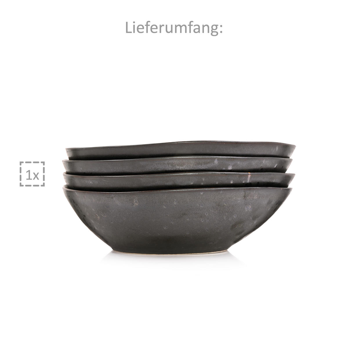 PASTATELLER SET TOMBEY - 4 teilig aus Steingut - Dunkelgrau, Keramik (24.2cm) - Sänger