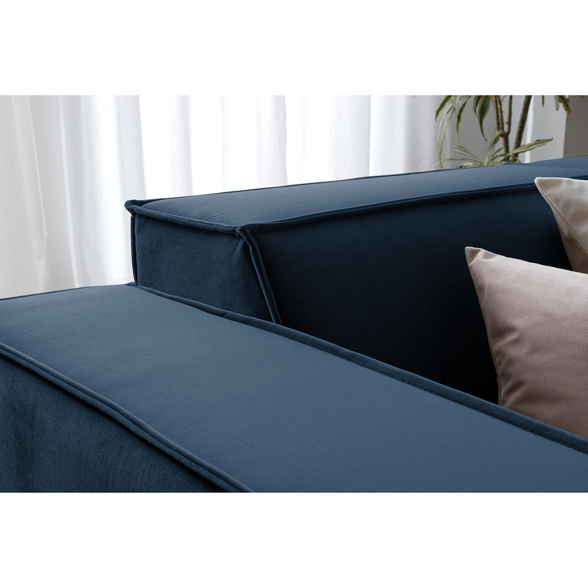 ECKSOFA mit Ottomane - Schwarz/Dunkelblau, Kunststoff/Textil (260/234cm) - home24