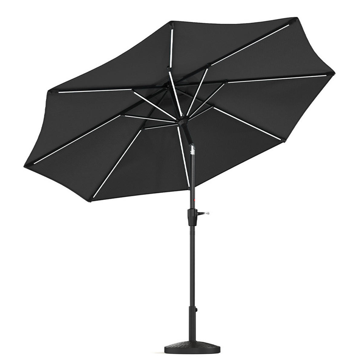 SONNENSCHIRM aus Polyester Metall mit Resin-Sockel Schwarz drehbar 360°neigbar 60° 3 x 2.4m Ø49 × 32 cm - Schwarz, Metall (300/240cm) - Livingandhome