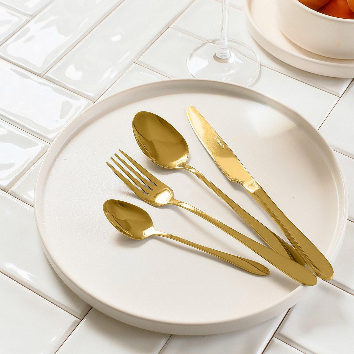BESTECKSET Abele Gold 16-teilig - Gelb, Metall - Homla