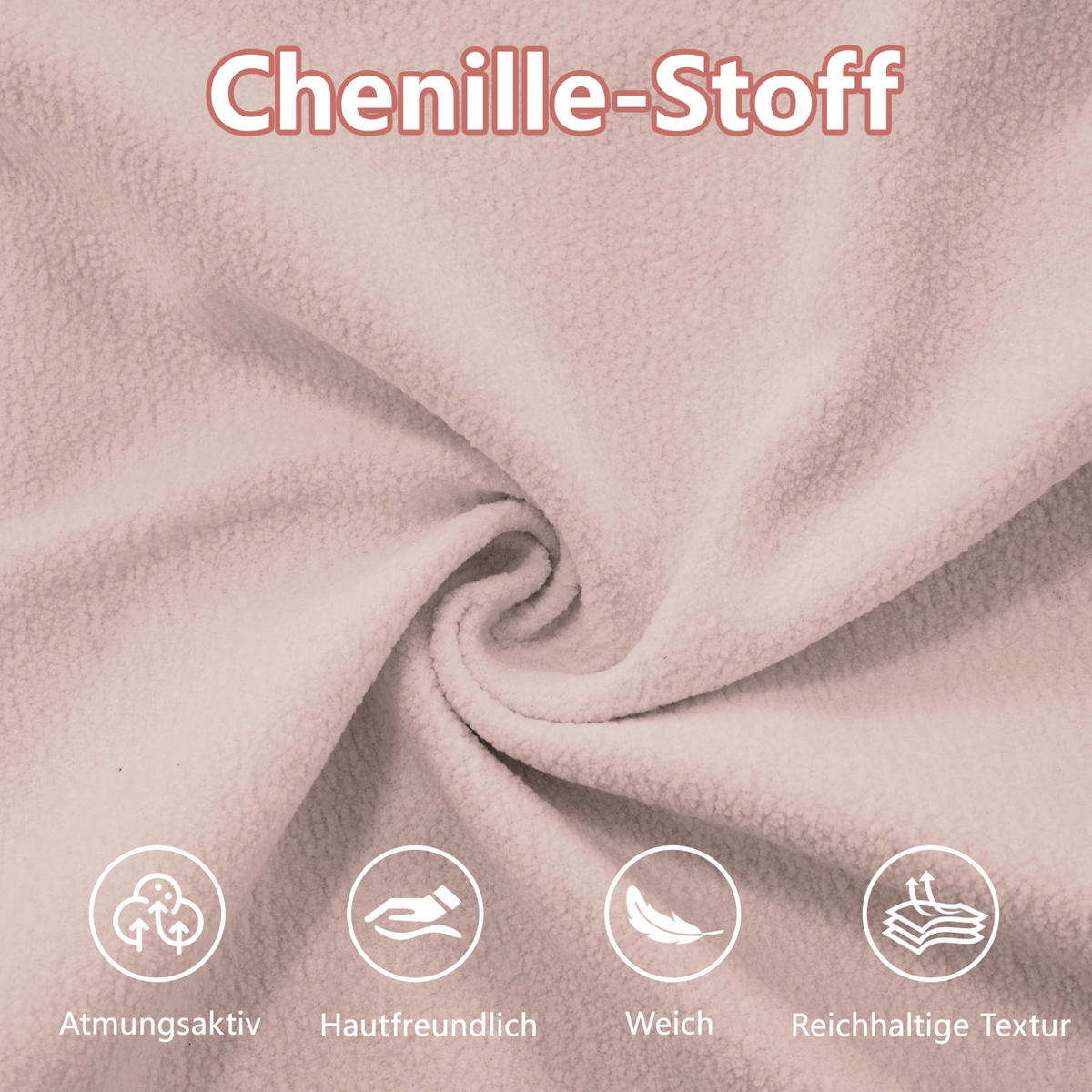 SOFA in Rosa aus Chenille mit Tiefensitz und Cloud-Komfort - Pink, Textil (77/81/313cm) - Flora Grace