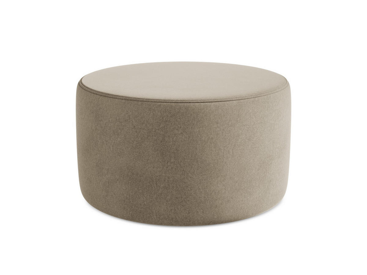 POUF Samt Stoff Beige - Beige/Schwarz, Kunststoff/Textil (81/46/81cm) - Makamii