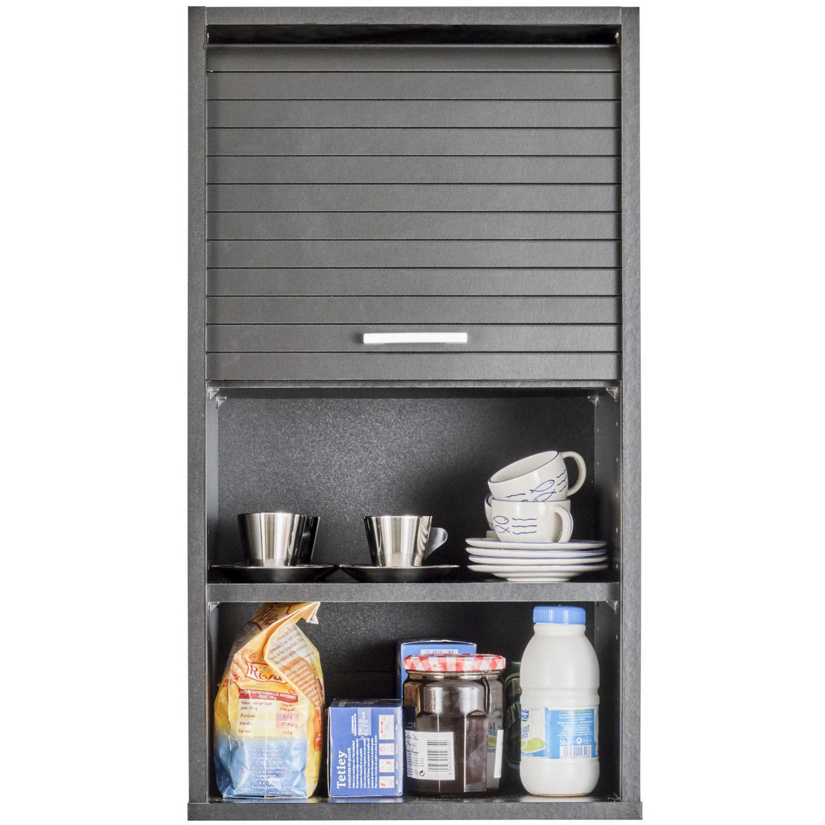 KÜCHENOBERSCHRANK mit Rolladentür 35/40/72cm - Schwarz, Holzwerkstoff (40/72/35cm) - Simmob