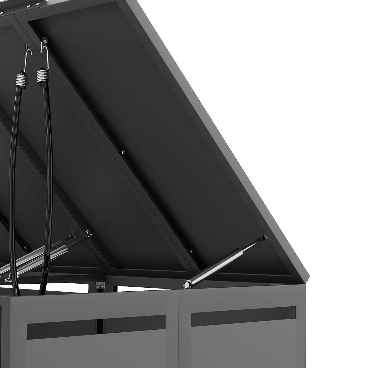 MÜLLTONNENBOX Mit Klappdeckel Holzoptik/Grau - Braun, Metall (132/120/80cm) - ComfortXL