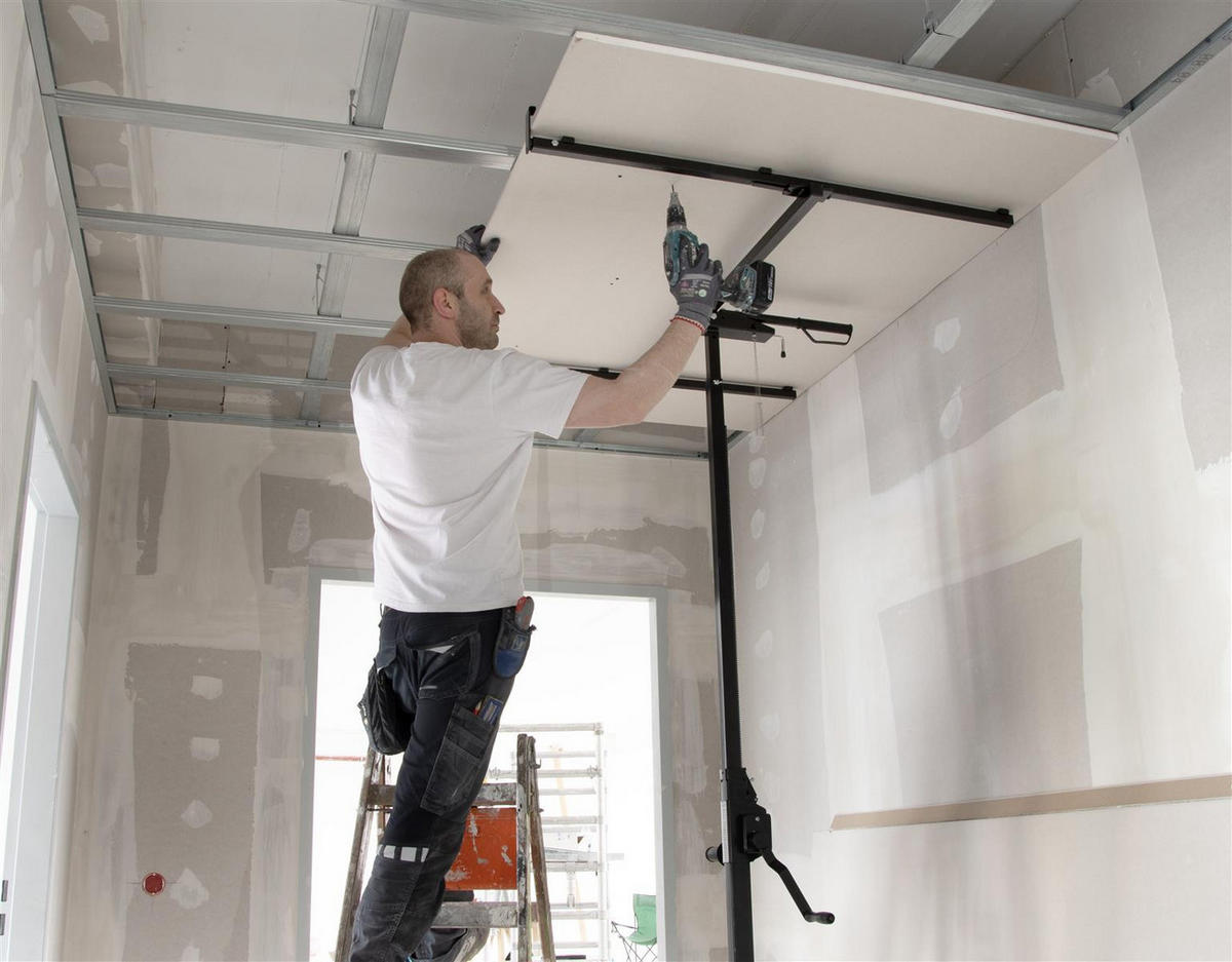 PLATTENHEBER Trockenbau höhenverstellbar 155–300 cm - Schwarz, Kunststoff (80/175/120cm) - Rikta