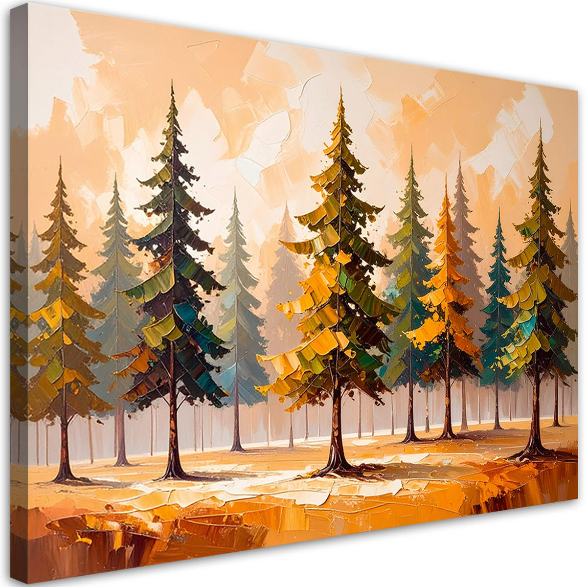 LEINWANDBILD Bäume Landschaft Imitation Farbe 100x70cm - Beige, Textil (100/70cm) - Feeby