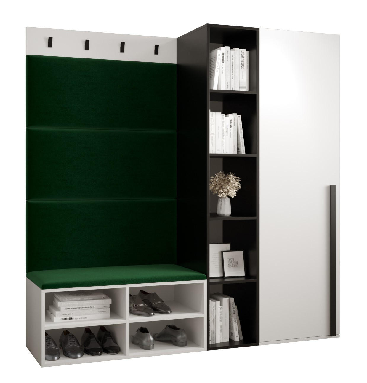 Möbel Kryspol Garderoben-Set Weiß, Waldgrün 164x184x42 cm