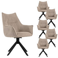ESSZIMMERSTUHL Ginosa drehbar 6er-Set - Beige/Schwarz, Textil/Metall (62/90/66cm) - Mr. Deko