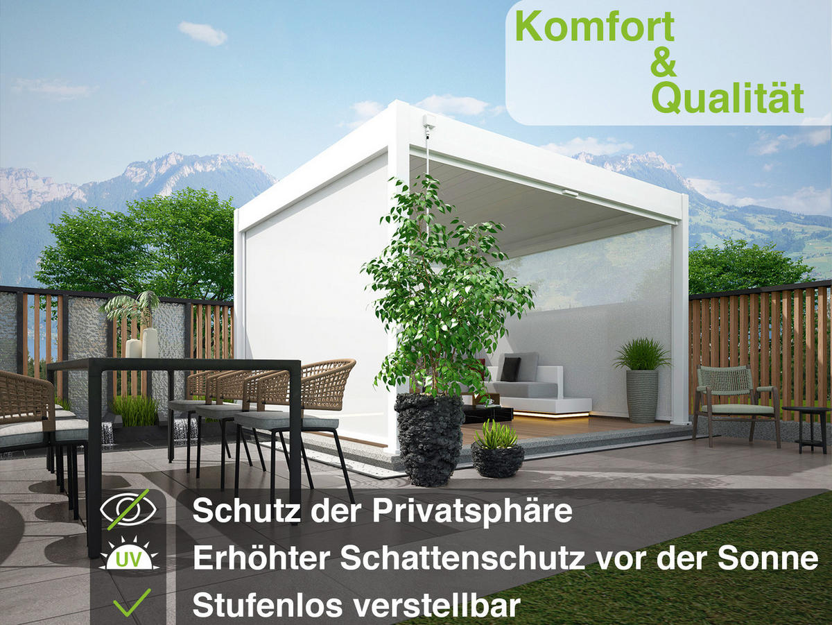 SONNENROLLO für Deluxe Pergola 360cm Weiß - Weiß, Metall (360/236/4cm) - WEIDE